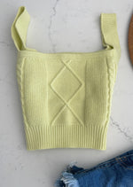 Z Lime Knit Cable Crop