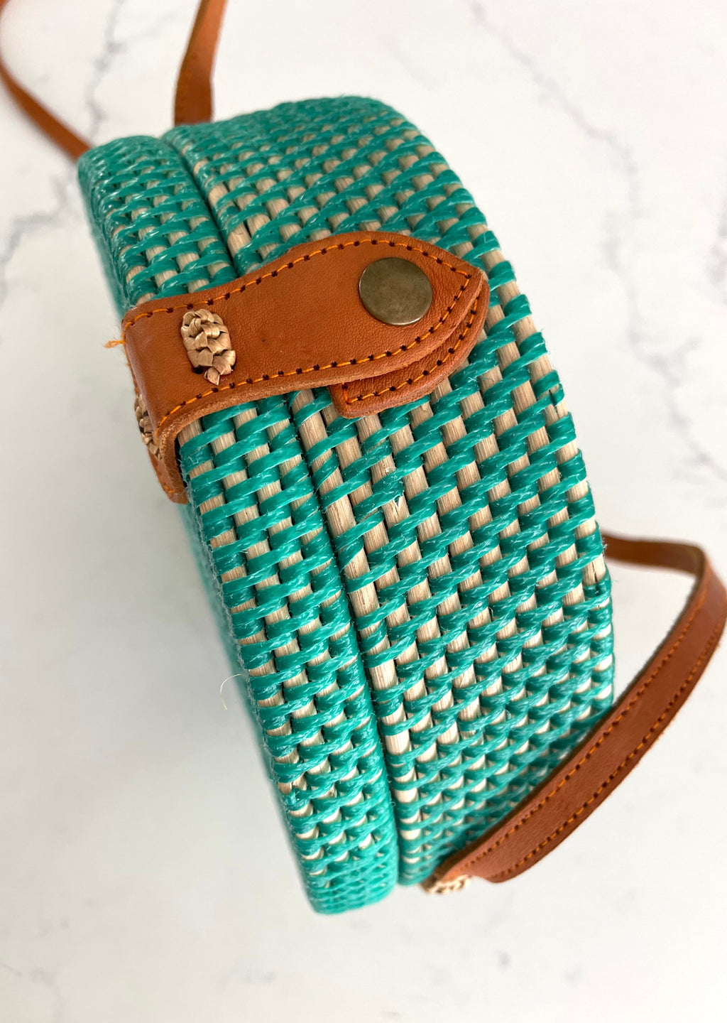 ZEmerald Round Weave Shoulder Bag