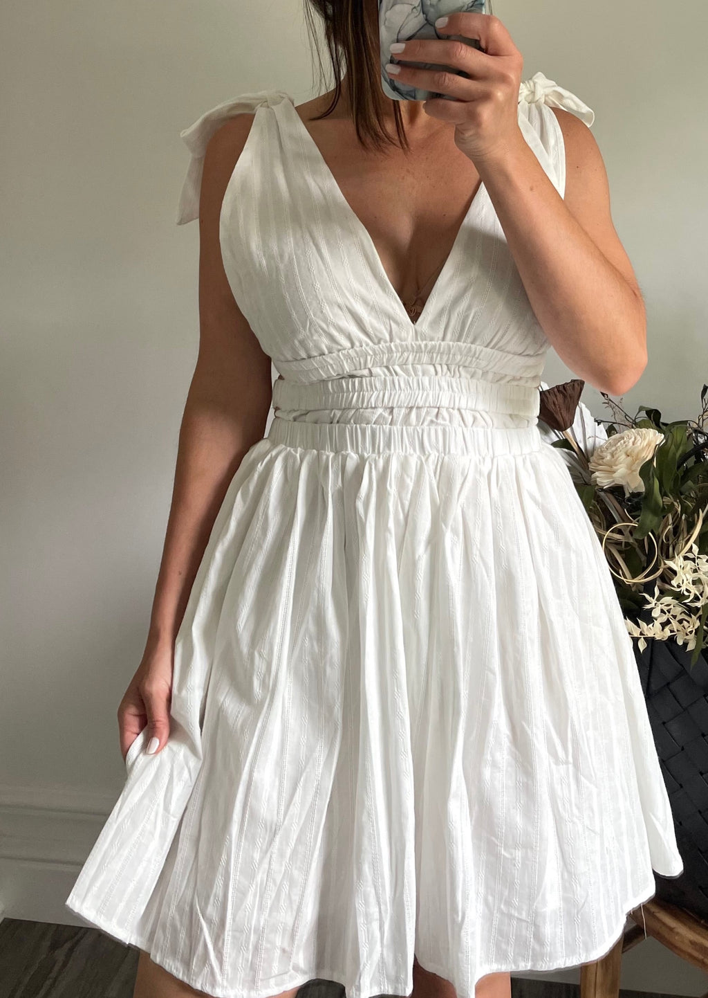 White Paris Plunge Dress